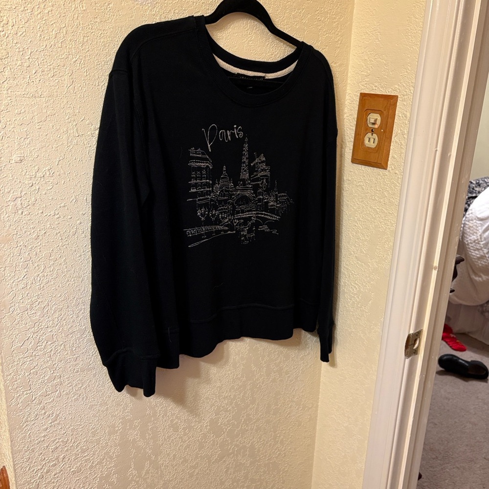 Women’s Jane and Delancey Black Graphic Crewneck Sweater